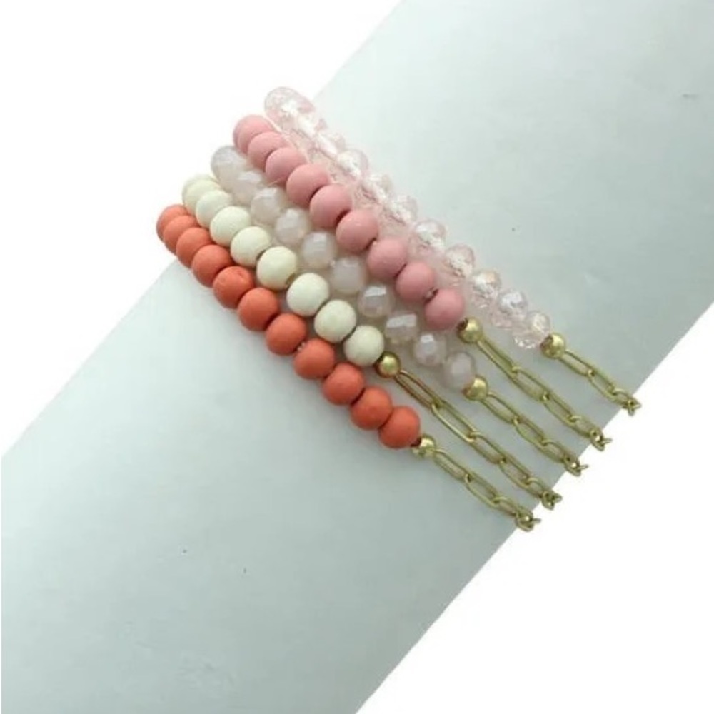 OLIVIA WELLES Gianna Bead & Paperclip Link Bracelet